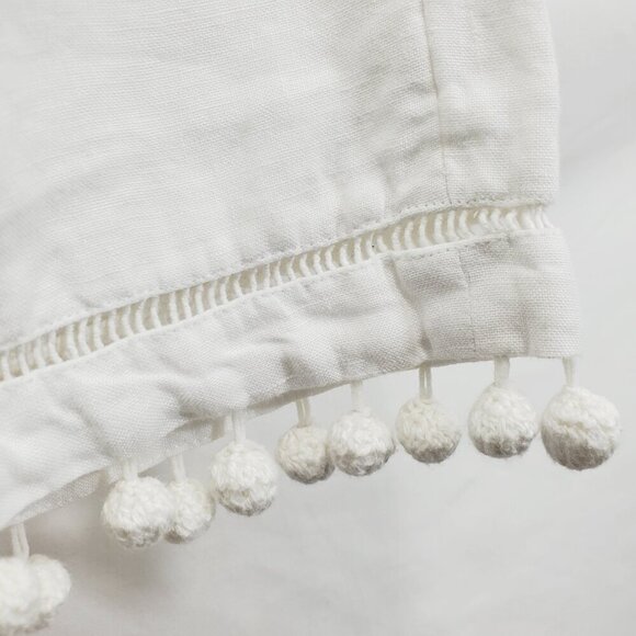 Club Monaco White Pom Trim Linen Elastic Waist Short Woven Pockets 00 (A-4) - Picture 5 of 10